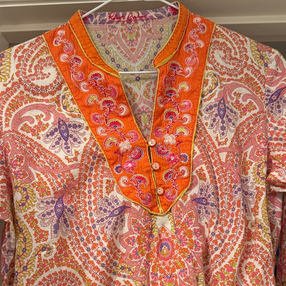 Robert Graham Multicolor Paisley Embroidered Tunic